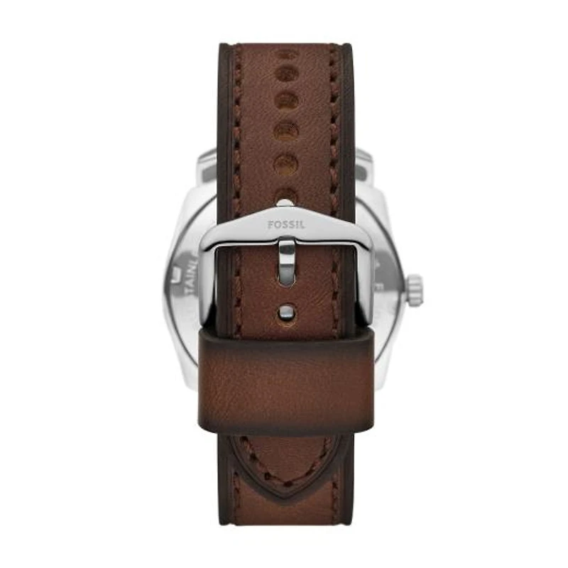 Fossil Men's Machine Three-Hand Date Brown Leather Watch