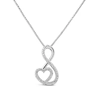 0.10CTW Diamond Infinity & Heart Pendant in Sterling Silver