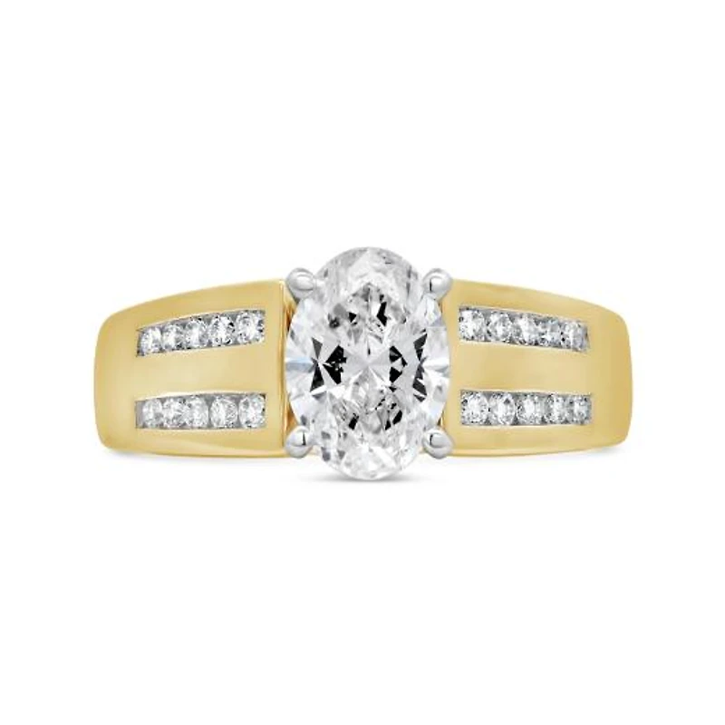 New Brilliance Lab Grown 1.75CTW Oval Diamond Bridal Ring in 14K Yellow Gold