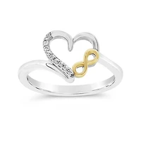 Diamond Heart Promise Ring in Sterling Silver and 10K Yellow Gold