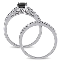 JULIANNA B 0.98CTW Diamond Bridal Set Sterling Silver