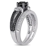 JULIANNA B 1.12CTW Black & White Diamond Bridal Set Sterling Silver
