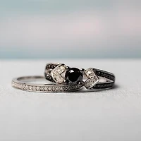 JULIANNA B 1.12CTW Black & White Diamond Bridal Set Sterling Silver