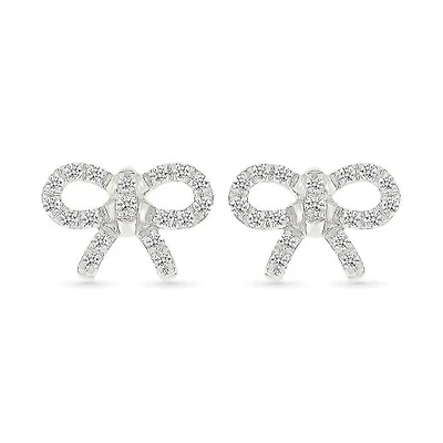 0.23CTW Diamond Bow Stud Earrings in 10K White Gold