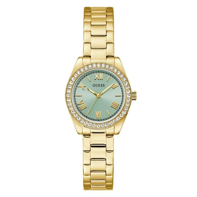 Guess Women's Gold Tone Crystal Mini Luna Watch
