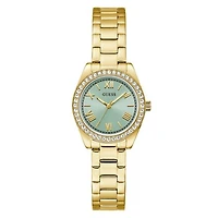 Guess Women's Gold Tone Crystal Mini Luna Watch