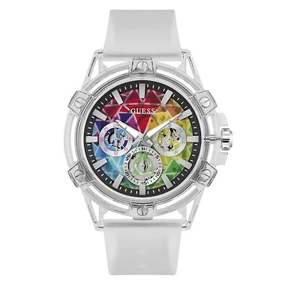 Guess Women's Iridescent Blue Tone Crystal Coral Watch