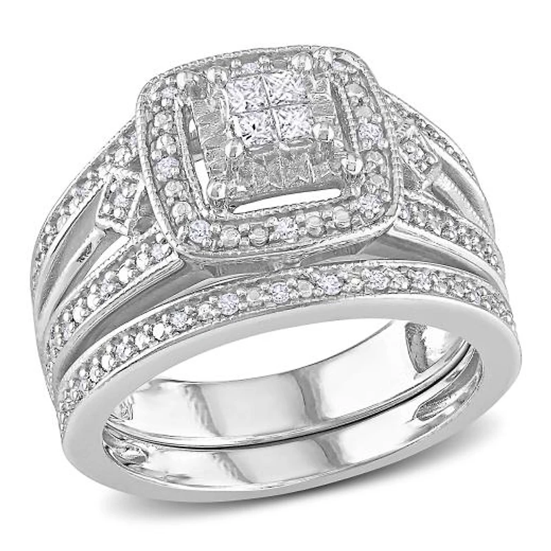 Julianna B 0.24CTW Diamond Bridal Set Sterling Silver