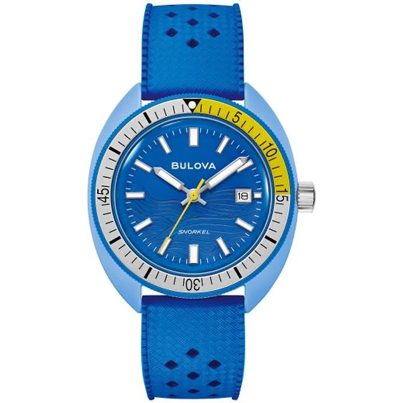 Bulova Men's Blue Tang Fish Snorkel Rubber Strap Watch