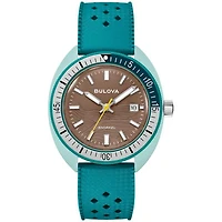 Bulova Men's Green Sea Turtle Snorkel Rubber Strap Watch