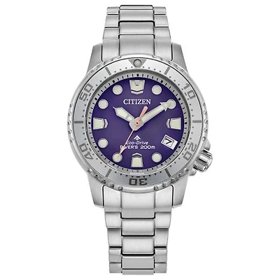Citizen Ladies' Silver-Tone Purple Promaster Dive Watch