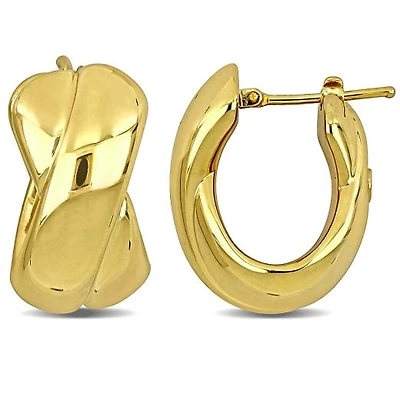 Julianna B 14K Yellow Gold 24mm Puff Criss Cross Earrings