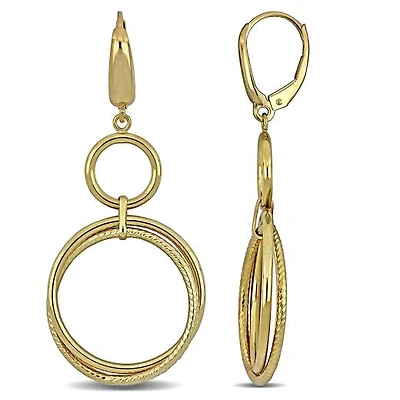 Julianna B 10K Yellow Gold Circle Leverback Drop Earrings