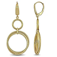 Julianna B 10K Yellow Gold Circle Leverback Drop Earrings