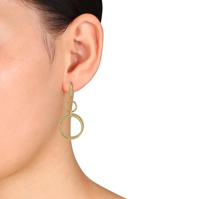 Julianna B 10K Yellow Gold Circle Leverback Drop Earrings