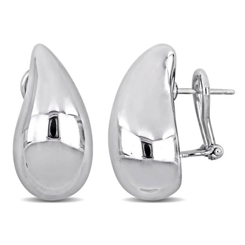 Julianna B 14K White Gold 24mm Puff Teardrop Earrings