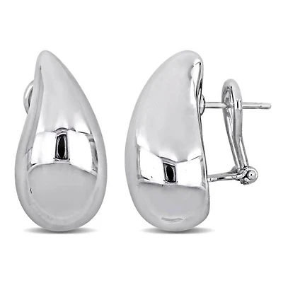 Julianna B 14K White Gold 24mm Puff Teardrop Earrings