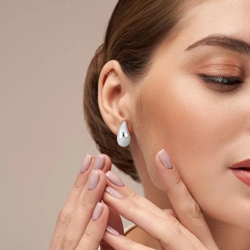 Julianna B 14K White Gold 24mm Puff Teardrop Earrings