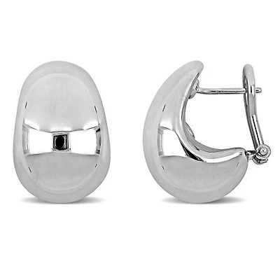 Julianna B 14K White Gold 20mm Puff Oval Stud Earrings