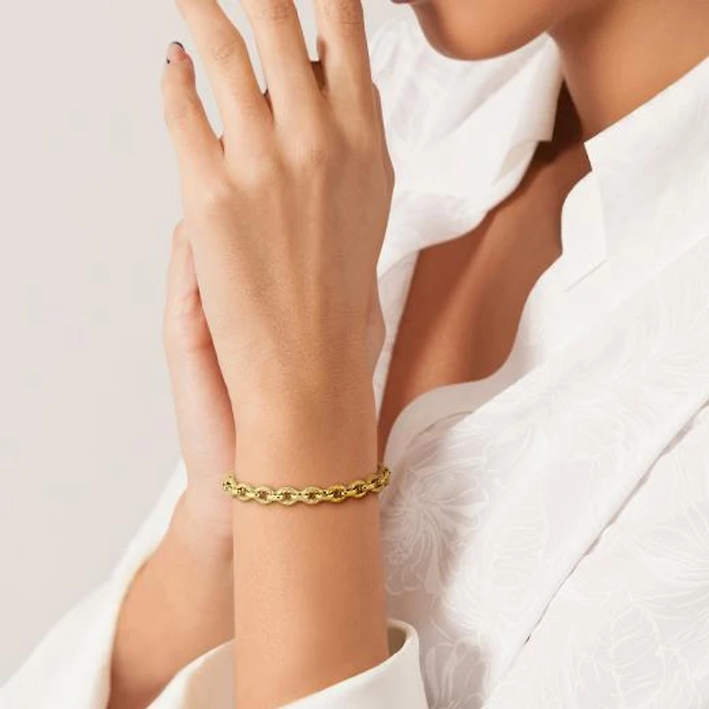 Julianna B 14K Yellow Gold 7.8mm Twisted Oval 7.5" Link Bracelet