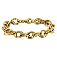 Julianna B 14K Yellow Gold 9mm Polished and Hammered Oval 7.5" Link Bracelet