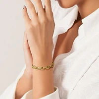 Julianna B 14K Yellow Gold 9mm Polished and Hammered Oval 7.5" Link Bracelet