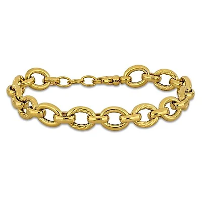 Julianna B 14K Yellow Gold 9.5mm Polished and Twisted Oval 8" Link Bracelet