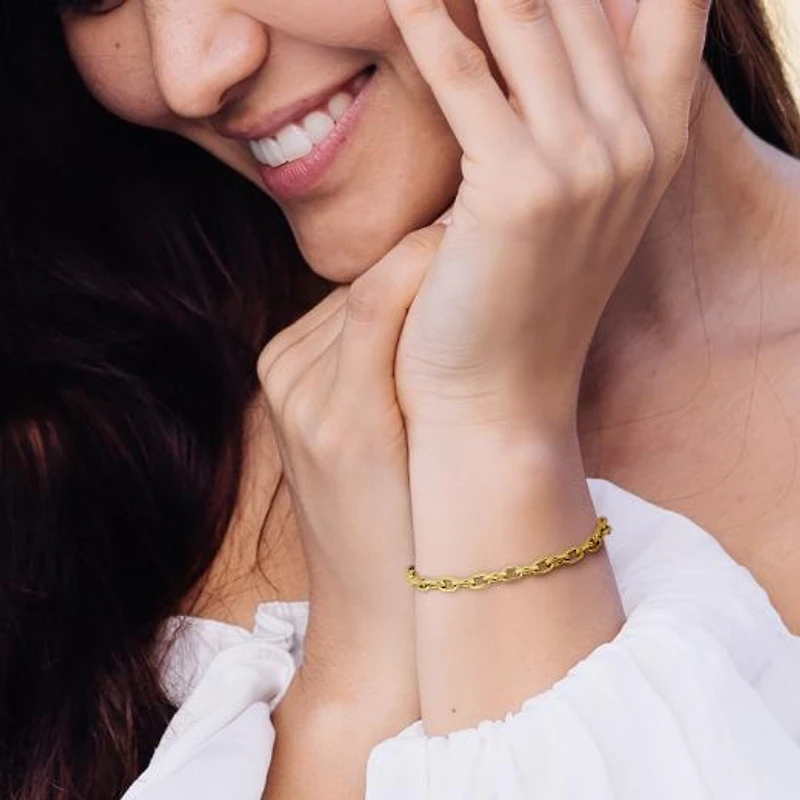 Julianna B 14K Yellow Gold 7.5mm Fancy Oval 7.5" Link Bracelet