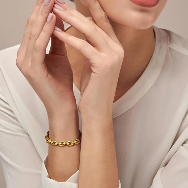 Julianna B 14K Yellow Gold 10.5mm Oval 8" Link Chain Bracelet