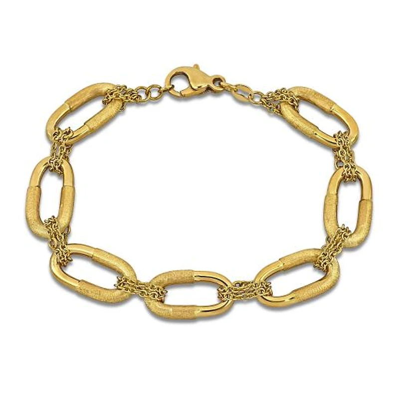Julianna B 14K Yellow Gold 10.5mm Matte and Polished Oval 7.5" Link Bracelet