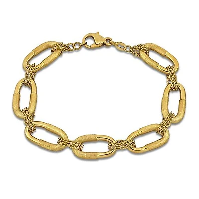 Julianna B 14K Yellow Gold 10.5mm Matte and Polished Oval 7.5" Link Bracelet