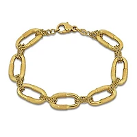 Julianna B 14K Yellow Gold 10.5mm Matte and Polished Oval 7.5" Link Bracelet