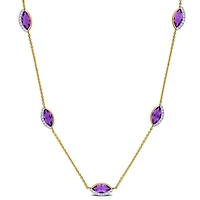 Julianna B 14K Yellow Gold Amethyst & Diamond 17" Station Necklace