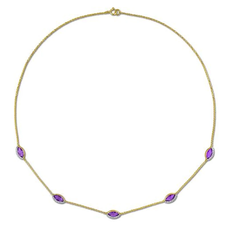 Julianna B 14K Yellow Gold Amethyst & Diamond 17" Station Necklace