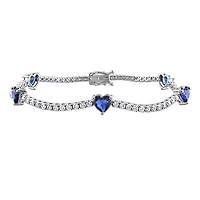 Julianna B 14K White Gold Blue Sapphire & Diamond 7" Heart Bracelet