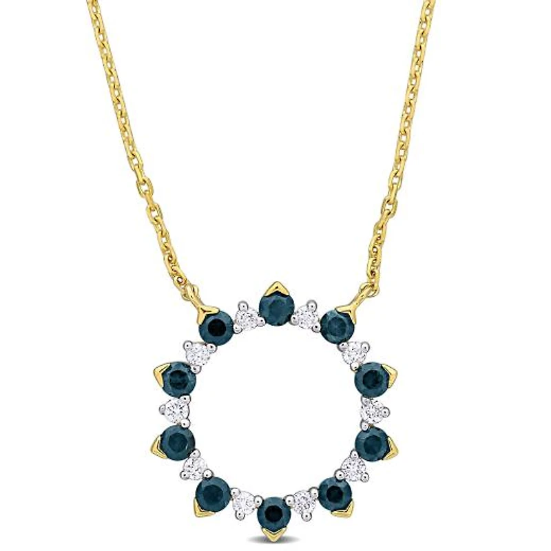 Julianna B 10K Yellow Gold Blue Sapphire & Diamond 16.5" Circle Pendant