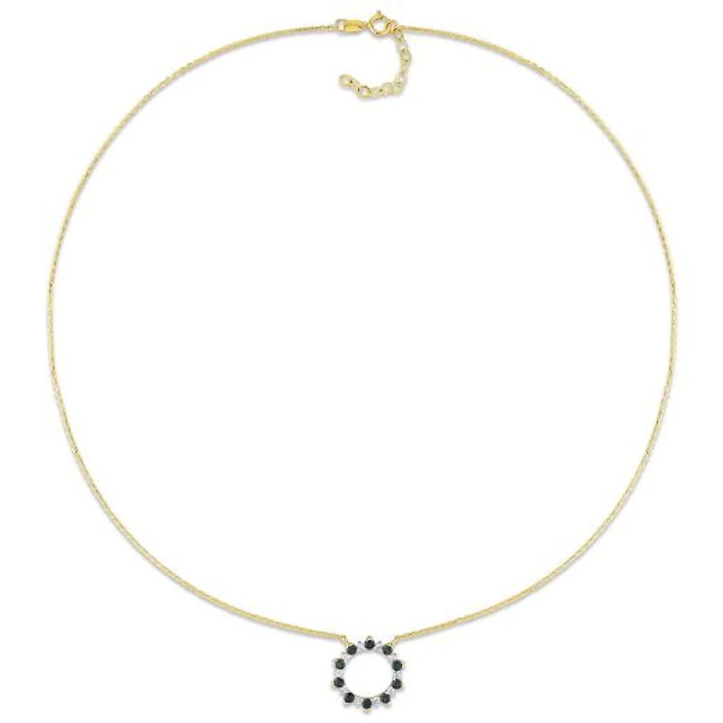 Julianna B 10K Yellow Gold Blue Sapphire & Diamond 16.5" Circle Pendant
