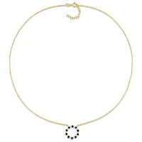 Julianna B 10K Yellow Gold Blue Sapphire & Diamond 16.5" Circle Pendant