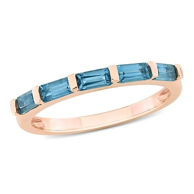 Julianna B 10K Rose Gold London Blue Topaz Semi-Eternity Ring