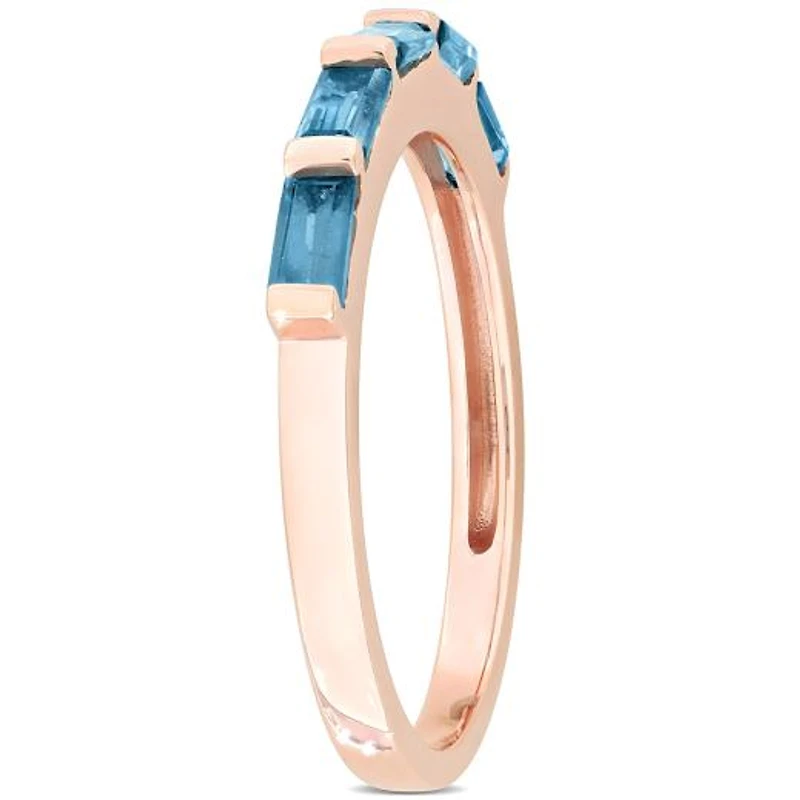 Julianna B 10K Rose Gold London Blue Topaz Semi-Eternity Ring
