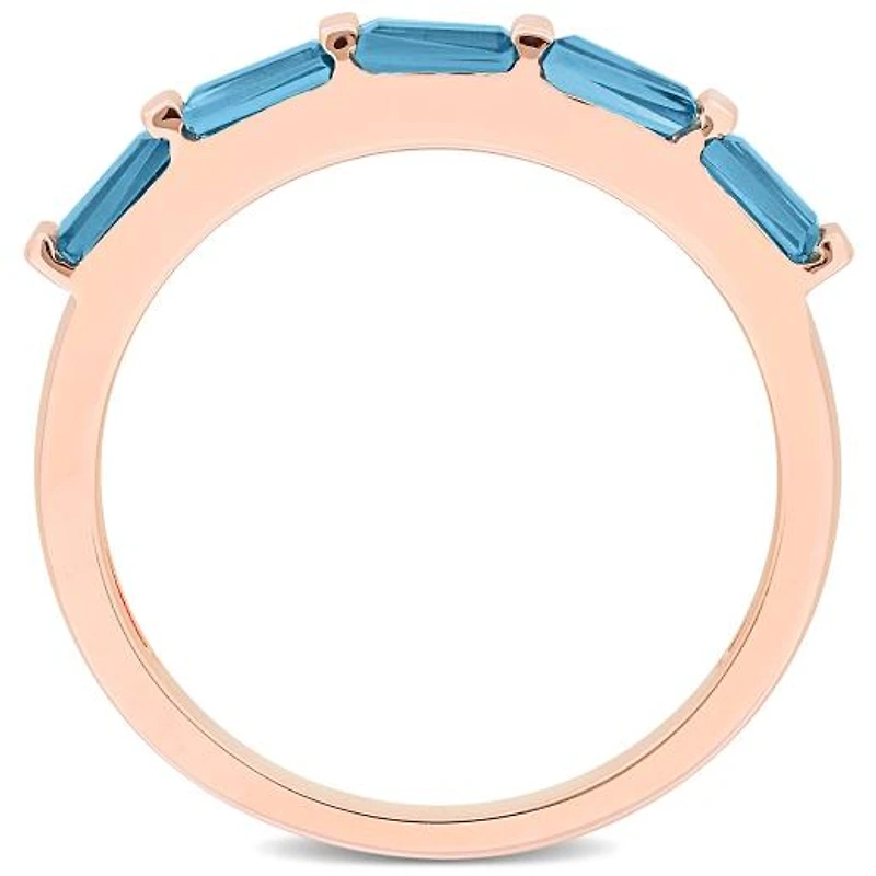 Julianna B 10K Rose Gold London Blue Topaz Semi-Eternity Ring