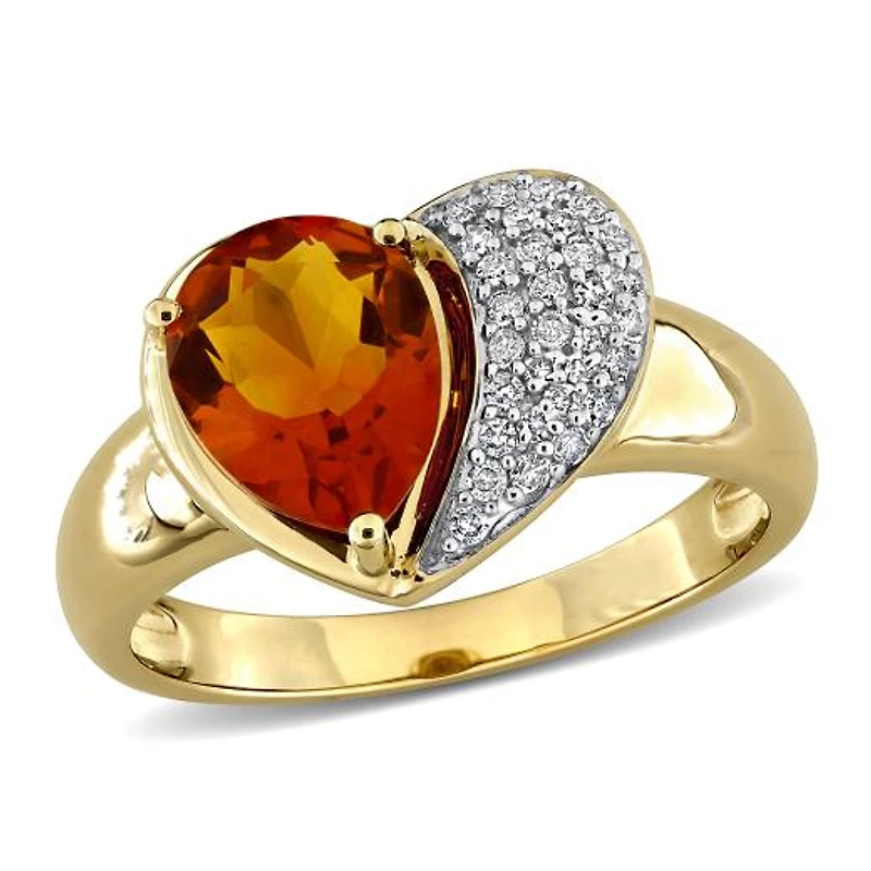Julianna B 10K Yellow Gold Madeira Citrine & Diamond Heart Ring
