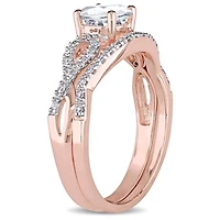 Julianna B 10K Rose Gold Created White Sapphire & Diamond Bridal Set