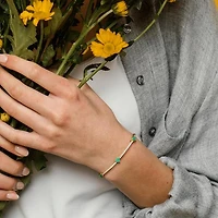 Julianna B 14K Yellow Gold Heart Emerald & Diamond 7" Station Bracelet