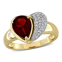 Julianna B 10K Yellow Gold Garnet & Diamond Heart Ring