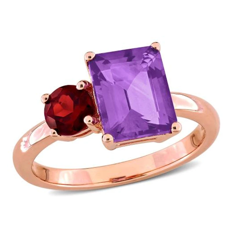 Julianna B 14K Rose Gold Amethyst and Garnet 2-Stone Ring