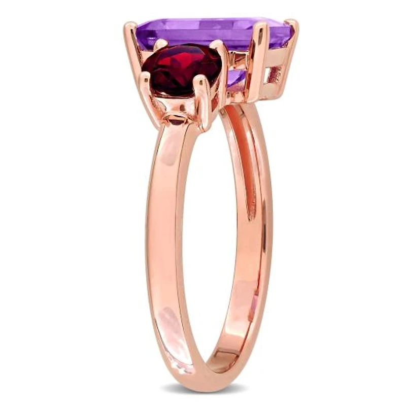 Julianna B 14K Rose Gold Amethyst and Garnet 2-Stone Ring