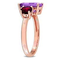Julianna B 14K Rose Gold Amethyst and Garnet 2-Stone Ring