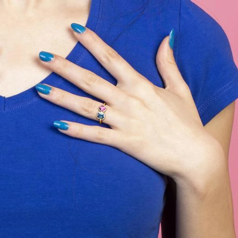 Julianna B 14K Yellow Gold Blue and Pink Spinel 2-Stone Ring