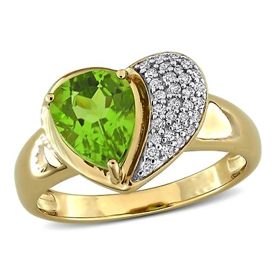 Julianna B 10K Yellow Gold Peridot & Diamond Heart Ring